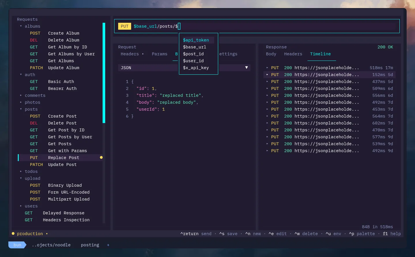 Noodle variable autocomplete in the request editor