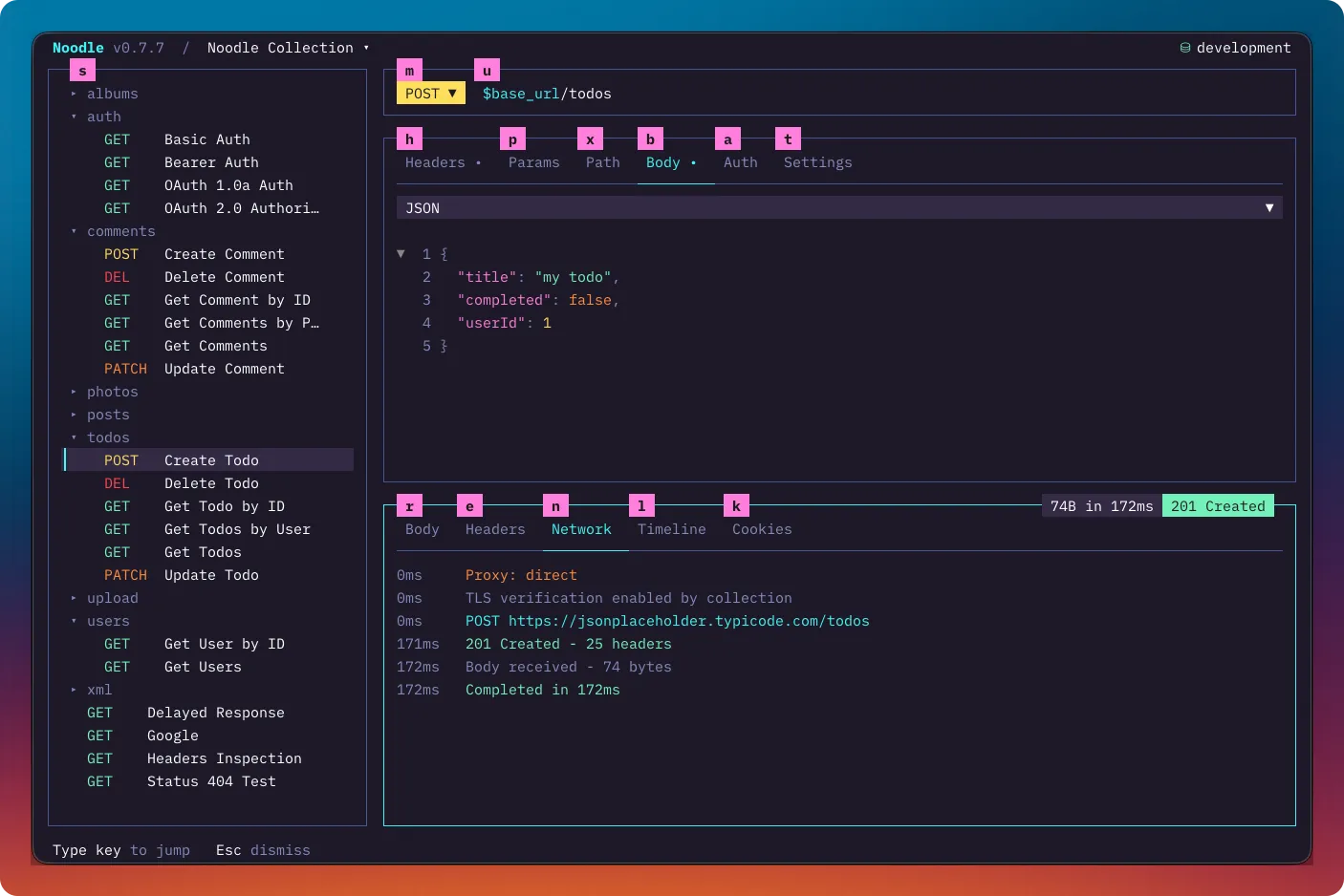 Jump mode labels over the interactive parts of the workspace
