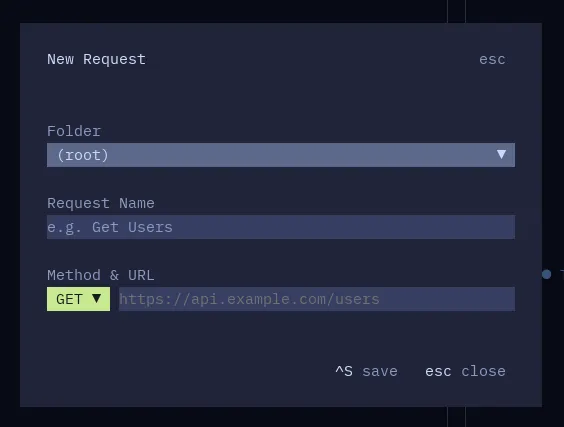 New request overlay