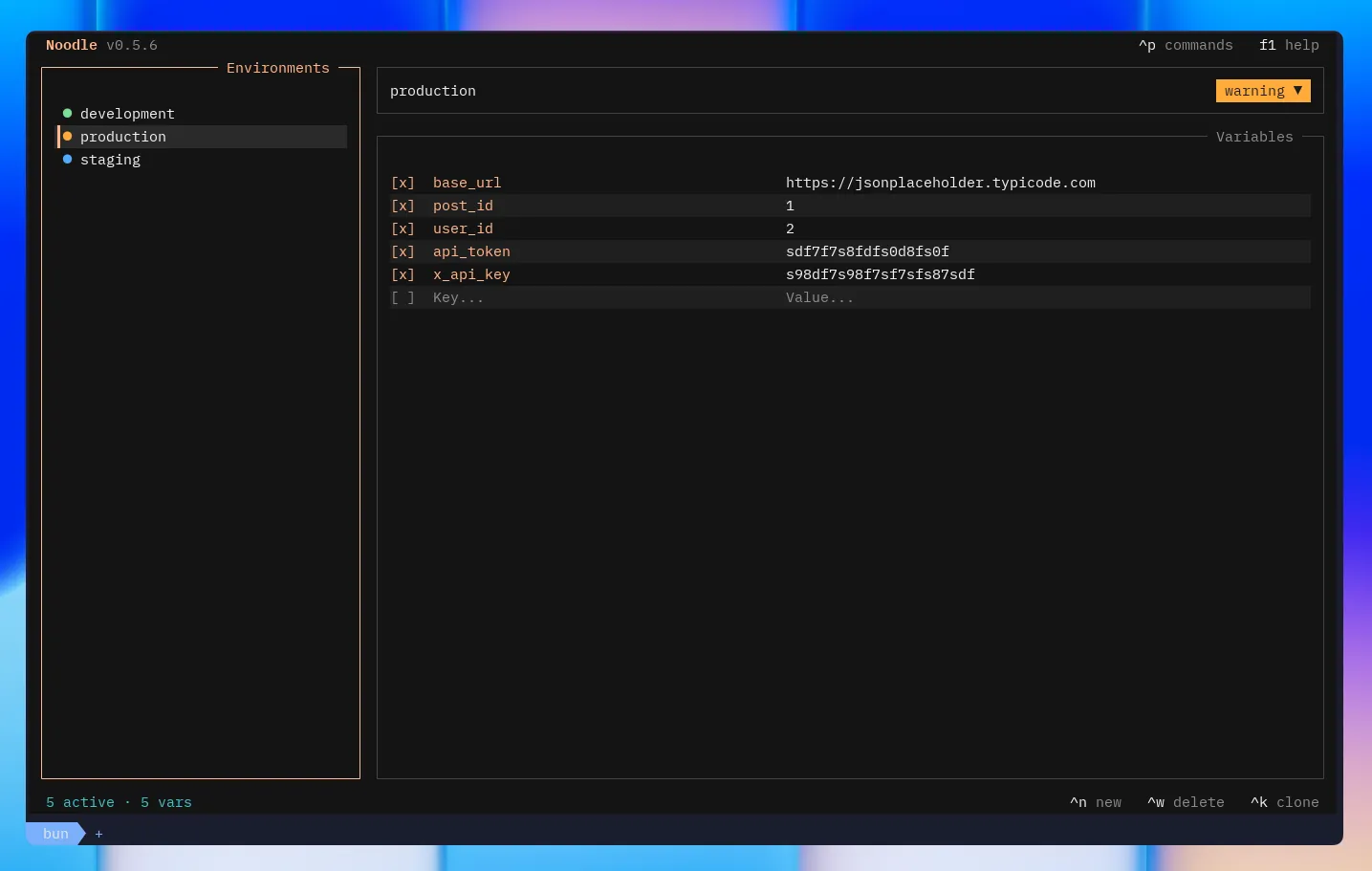 Environment editor