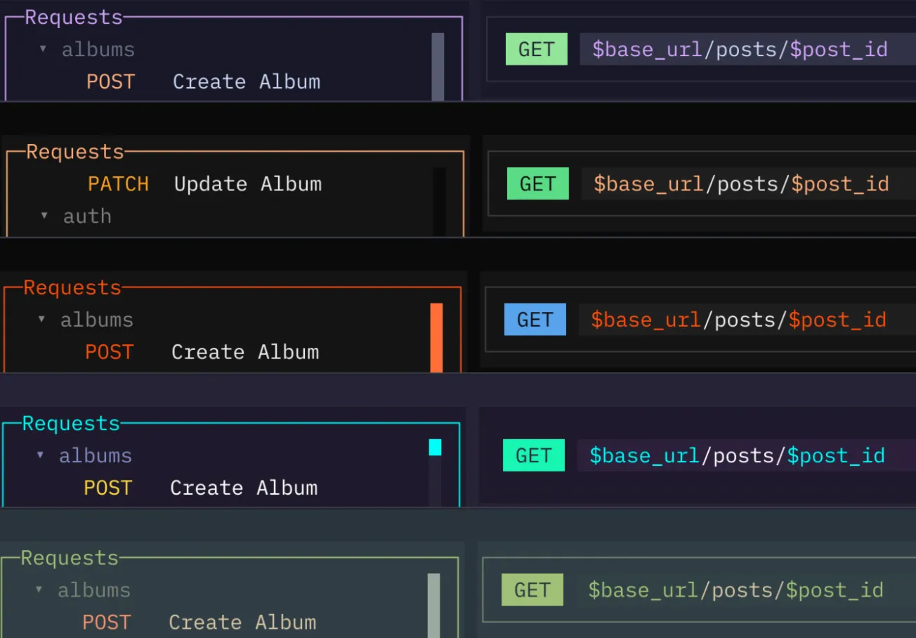A selection of Noodle’s built-in themes