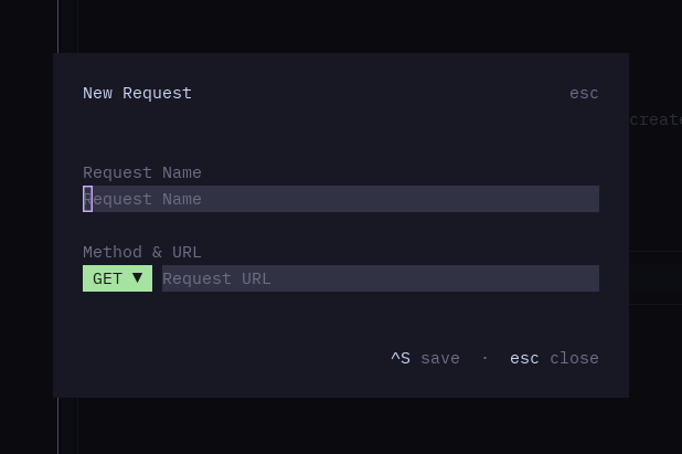 New request overlay